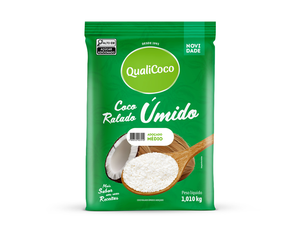 COCO RALADO ÚMIDO E ADOÇADO QUALICOCO 1,010 KG (CX 10 PCT)